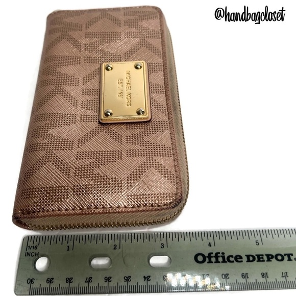 Michael Kors MK Rose Gold Metallic Logo Medium Wallet - Picture 11 of 11